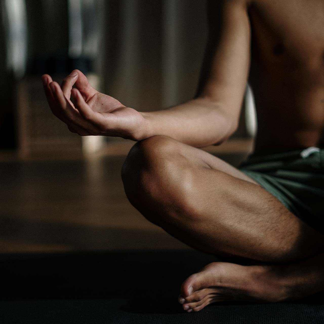 Detail photo of a man meditating